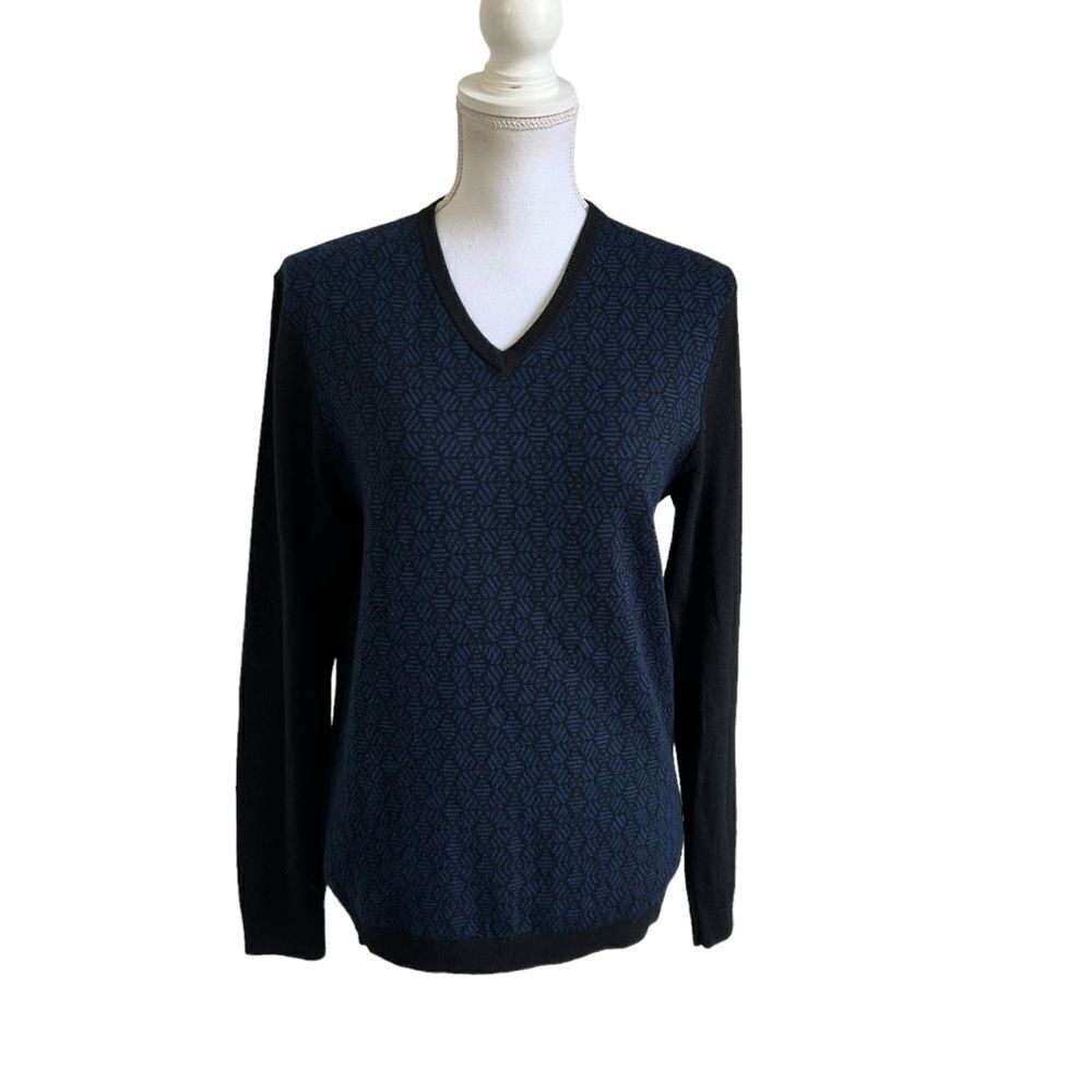 Women’s Ted Baker Navy Blue And Black V Neck Pullover Sweater